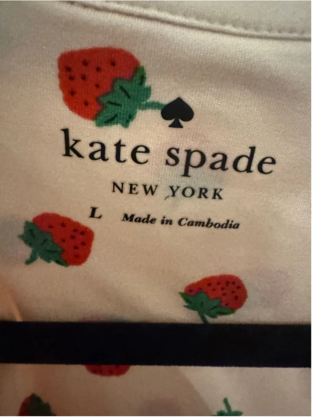 Size L Kate Spade Strawberry Pajama Set, Pink and Red Short sleeve top and pants